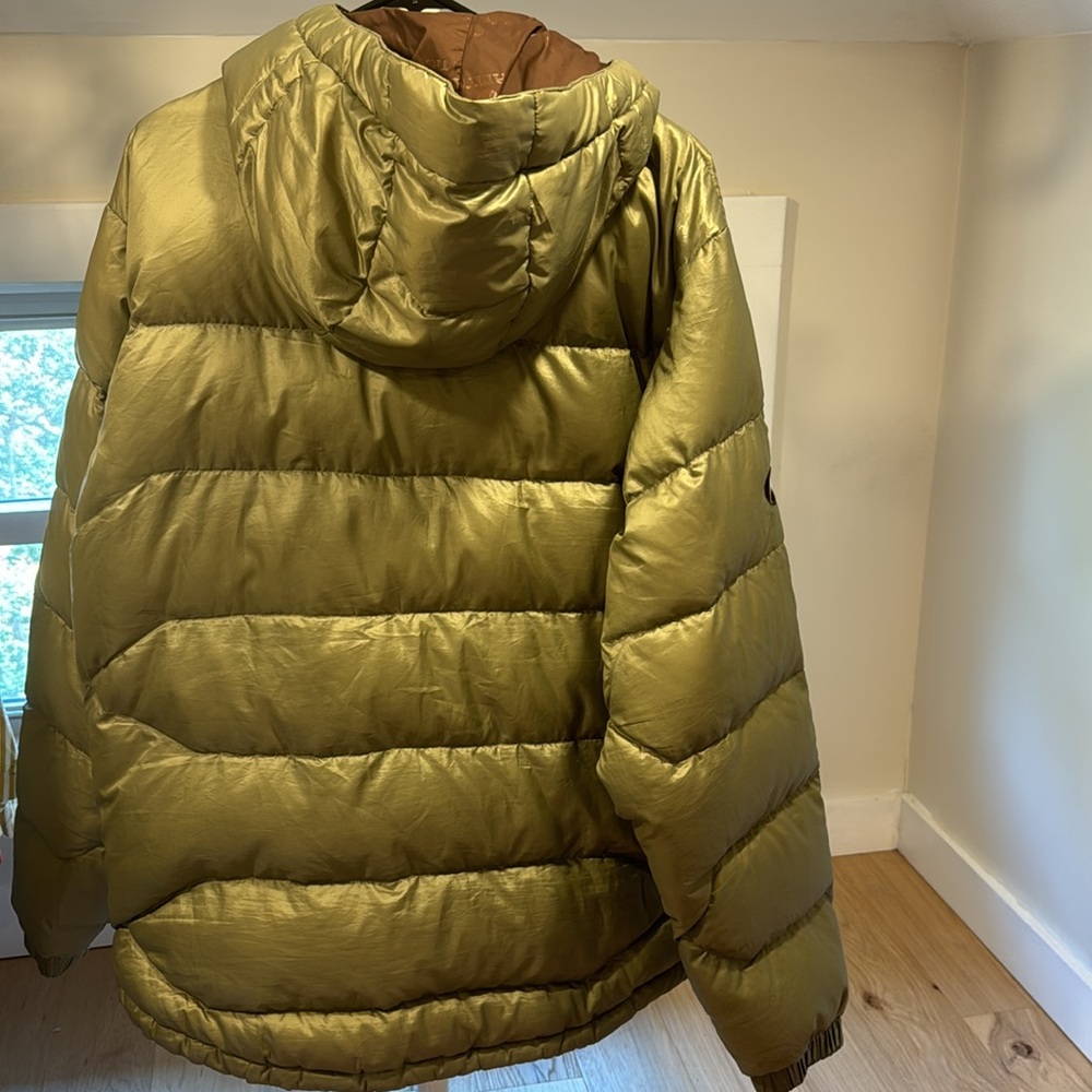 Marmot Guides Down Hoodie Puffer Snowboarding Jacket Large in Green/tan - Picture 6 of 6